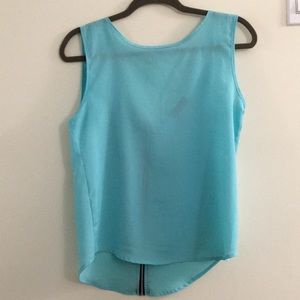 Sheer aqua blouse with zipper detail
